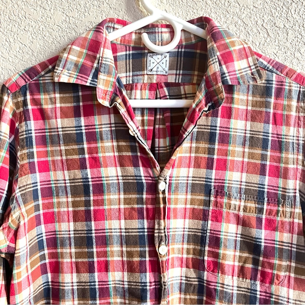 Kiel James Patrick Shirt Mens M Indian Madras Red Plaid Button Down Long Sleeve‎ - Picture 2 of 10